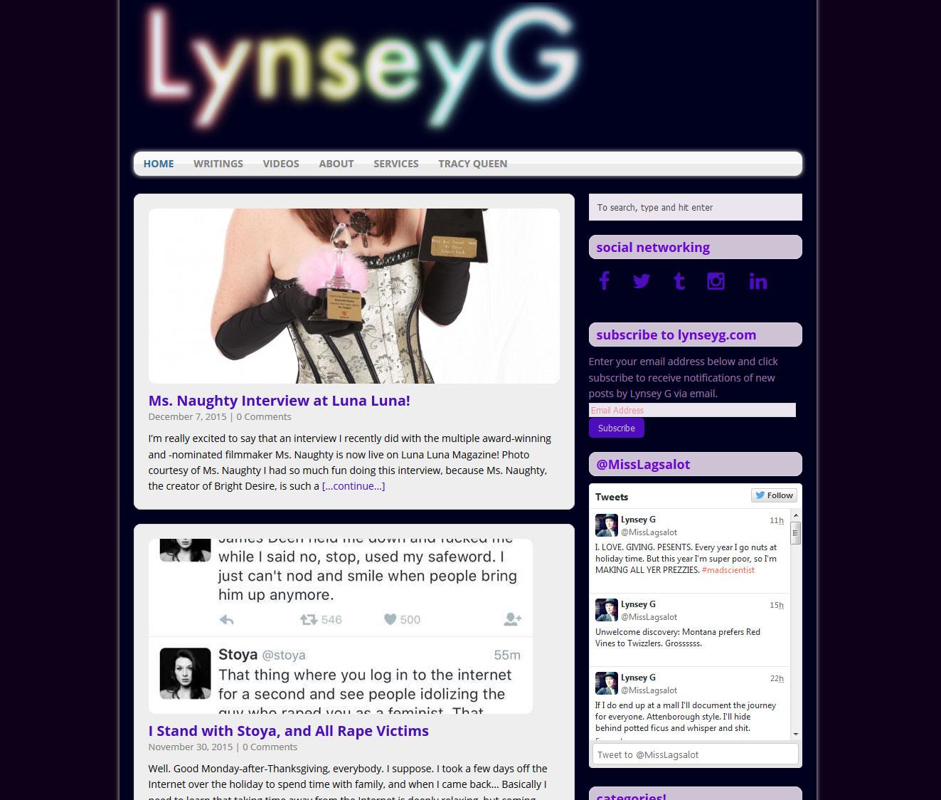 lynseyg.com - website designed by jayel Draco